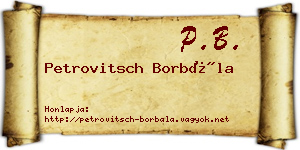 Petrovitsch Borbála névjegykártya